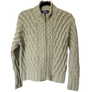 Icelandic Design Womens Cable Knit Silk Angora Cardigan Vintage Sweater Medium